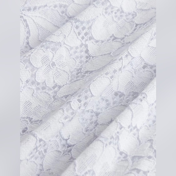 NWT Express White Lace V-Neck Midi Dress, Adjustable Straps, Size Small, Bride - Picture 3 of 10